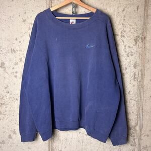 Nike 90s Vintage White Tag Blue Tonal Heavyweight Boxy XXL Crewneck
